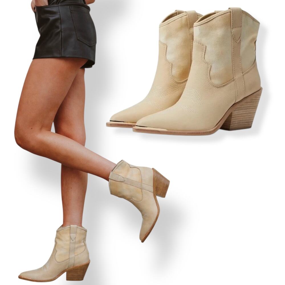 Dolce Vita nashe short western booties in vanilla cream size 10